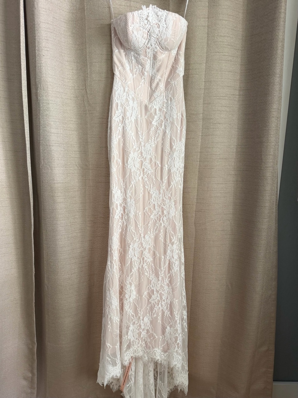 Lulus Valeria White Lace Strapless Bustier Maxi Dress - Size XS - Picture 2 of 3
